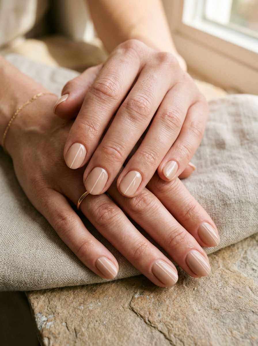 Single Line Nude Nails